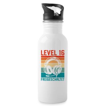 16. Geburtstag Jungen Gamer Level 16 Unlocked - Trinkflasche mit integriertem Trinkhalm - Weiß - Rechts