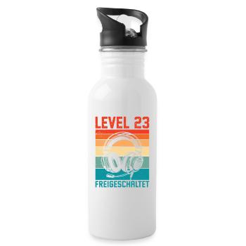 23rd Birthday Men Gamer Level 23 Unlocked - Water bottle with straw - white - Right