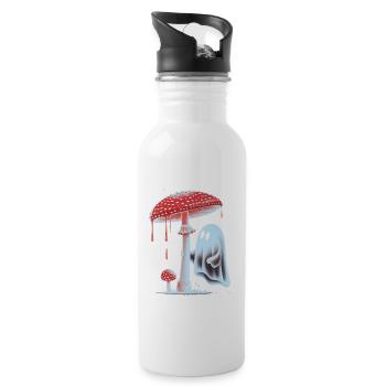 Spooky Ghost with Bloody Red Mushroom - Water bottle with straw - white - Right