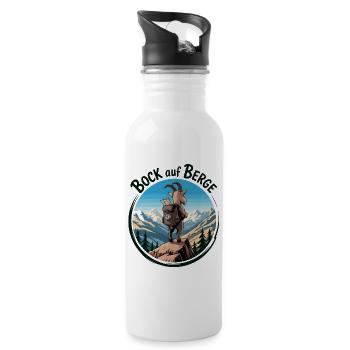 Bergsteiger Ziege auf dem Gipfel - Trinkflasche mit integriertem Trinkhalm - Weiß - Rechts