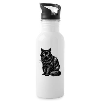 Portrait de Chat Noir en Illustration Contrastée - Gourde avec paille intégrée - blanc - Droite