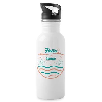 Sommerliches Palmen Strand Design - Trinkflasche mit integriertem Trinkhalm - Weiß - Rechts