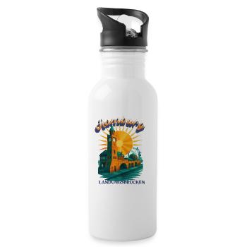 Hamburg Michel Shirt – St. Michaelis Kirche Retro  - Trinkflasche mit integriertem Trinkhalm - Weiß - Rechts