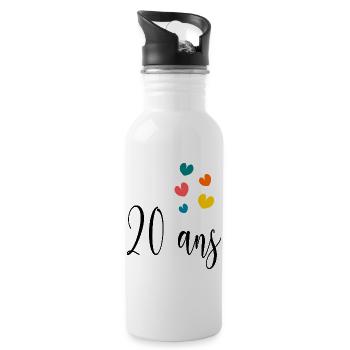 20. 20th ANNIVERSARY. 20 YEARS ANNIVERSARY. 20 YEARS. - Water bottle with straw - white - Right