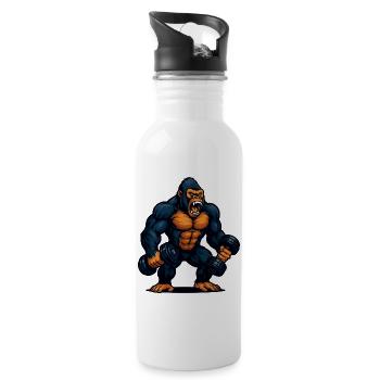 Gorilla Bodybuilding Fitness Power - Water bottle with straw - white - Right