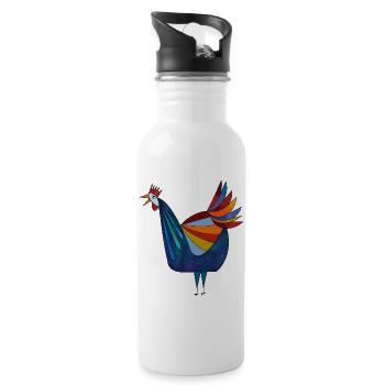 Huhn  - Trinkflasche mit integriertem Trinkhalm - Weiß - Rechts