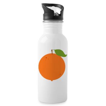Vivid Orange Fruit Illustration - Water bottle with straw - white - Right