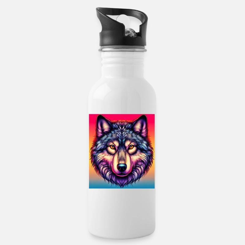 Loup - Gourde avec paille intégrée - blanc