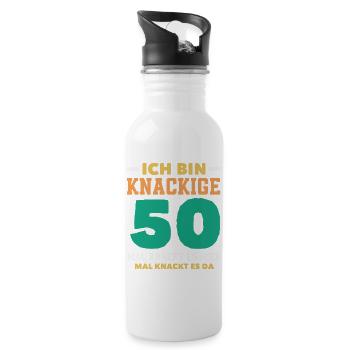 Cadeau amusant pour un 50e anniversaire - Gourde avec paille intégrée - blanc - Droite