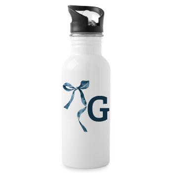 Monogramm g Geschenkidee - Trinkflasche mit integriertem Trinkhalm - Weiß - Rechts