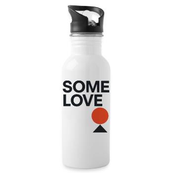 Design minimaliste « Some Love » - Géométrique - Gourde avec paille intégrée - blanc - Droite