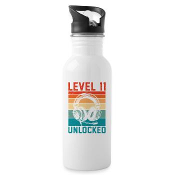 Level 11 freigeschaltet, 11. Jahrestag - Trinkflasche mit integriertem Trinkhalm - Weiß - Rechts