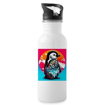 pingouin - Gourde avec paille intégrée - blanc - Droite