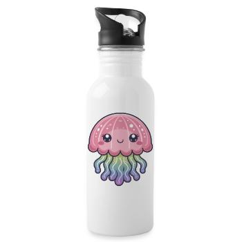 Jellyfish Kawaii - Water bottle with straw - white - Right