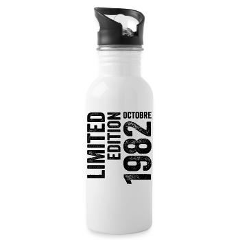 1982  - Trinkflasche mit integriertem Trinkhalm - Weiß - Rechts