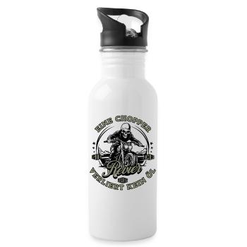Motorcycle Biker Chopper Skeleton - Water bottle with straw - white - Right