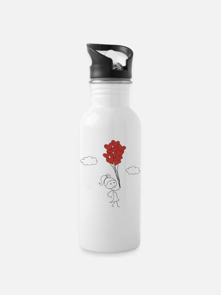 CuteGirl - Water bottle with straw - white
