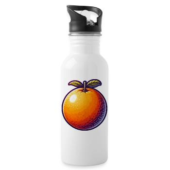 Orange éclatante cartoon - Gourde avec paille intégrée - blanc - Droite