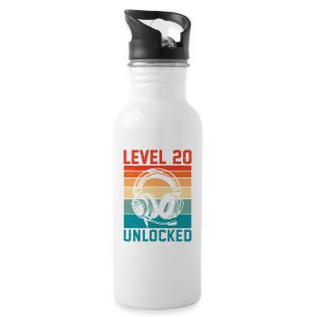 Level 20 Unlocked – 20th Anniversary Gamer Gift - Water bottle with straw - white - Right