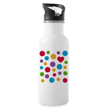 Spotty Dots Heart T-Shirt – Bunt gefleckte Liebe - Trinkflasche mit integriertem Trinkhalm - Weiß - Rechts