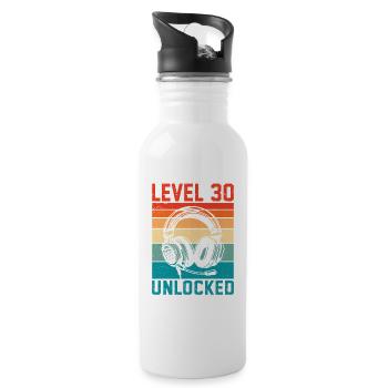 30 Years Unlock Level - 30th Anniversary Gamer - Trinkflasche mit integriertem Trinkhalm - Weiß - Rechts