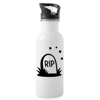 RIP Halloween Grabstein Silhouette - Trinkflasche mit integriertem Trinkhalm - Weiß - Rechts