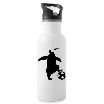 Minimalistischer Pinguin Fußballspieler Team Sport - Trinkflasche mit integriertem Trinkhalm - Weiß - Rechts