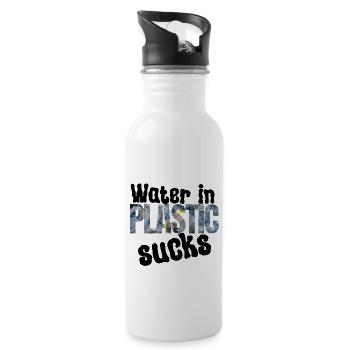 Water in plastic is annoying - Water bottle with straw - white - Right