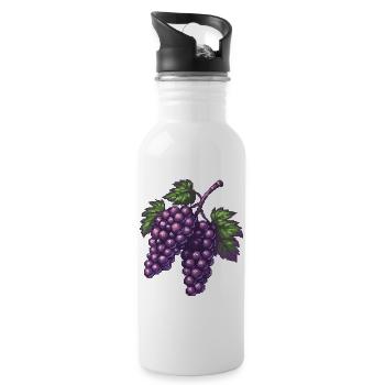 Pixel Grapes Violet Pixel Art - Water bottle with straw - white - Right