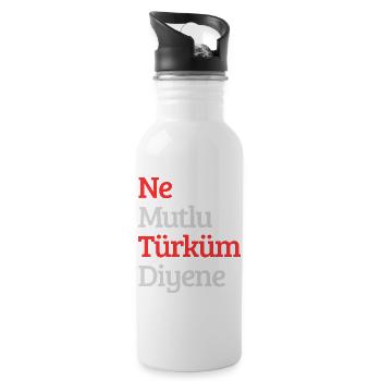 Turkey Design - Water bottle with straw - white - Right