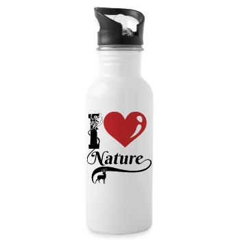 I Love Nature - Water bottle with straw - white - Right