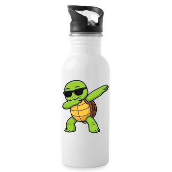 Dab Turtle mit Sonnenbrille - Trinkflasche mit integriertem Trinkhalm - Weiß - Rechts