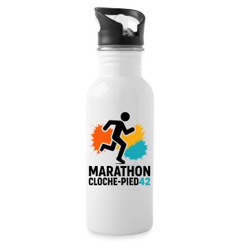 Marathon à cloche-pied ! 42km d'aventure ! - Gourde avec paille intégrée - blanc - Droite