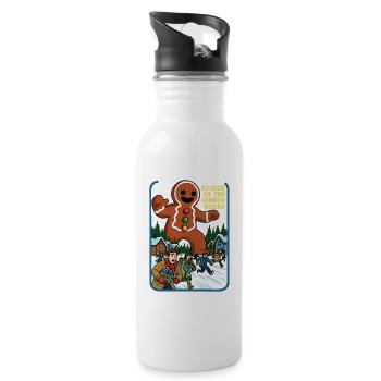 Angriff des Lebkuchens - Trinkflasche mit integriertem Trinkhalm - Weiß - Rechts