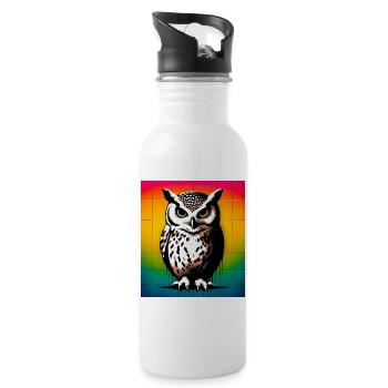 owl - Water bottle with straw - white - Right