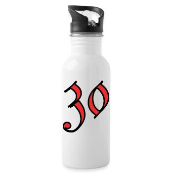 30. 30 YEARS. 30th ANNIVERSARY. 30 YEARS ANNIVERSARY. - Water bottle with straw - white - Right