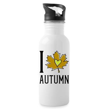 Heart in the autumn leaf - Water bottle with straw - white - Right