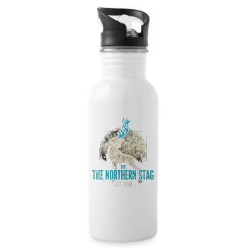 Northern Stag Vintage Logo Est 1973 - Trinkflasche mit integriertem Trinkhalm - Weiß - Rechts