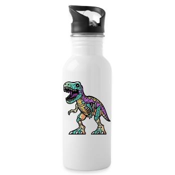 Dinosaurier T-Rex Halloween Lustig - Trinkflasche mit integriertem Trinkhalm - Weiß - Rechts
