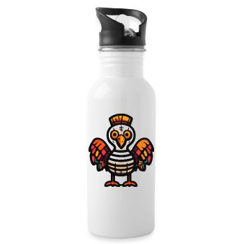 Truthahn Halloween Zombie - Trinkflasche mit integriertem Trinkhalm - Weiß - Rechts