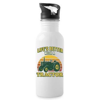 La vie est meilleure avec un tracteur - Gourde avec paille intégrée - blanc - Droite