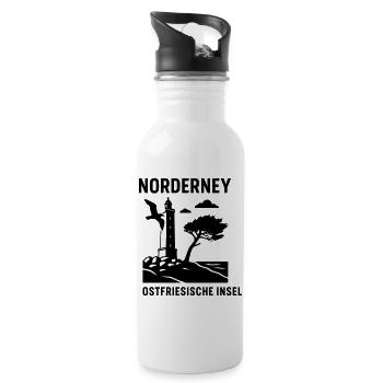 norderney ostfriesland - Trinkflasche mit integriertem Trinkhalm - Weiß - Rechts