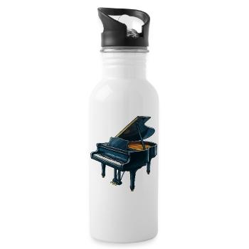 Blue concert grand piano - Water bottle with straw - white - Right