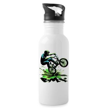 BMX Bike - Trinkflasche mit integriertem Trinkhalm - Weiß - Rechts