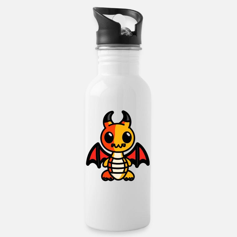 Drache Halloween Zombie - Trinkflasche mit integriertem Trinkhalm - Weiß