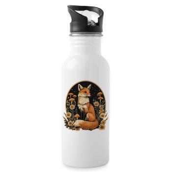 Fuchs Wald Pilze - Trinkflasche mit integriertem Trinkhalm - Weiß - Rechts