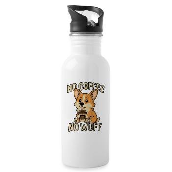 Kaffee Corgi – No Coffee No Wuff - Water bottle with straw - white - Right