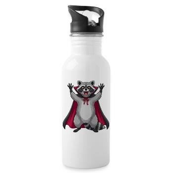 Cute Halloween Vampire Raccoon Cartoon Monster - Water bottle with straw - white - Right