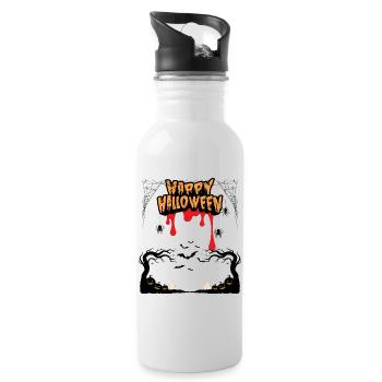 Spooky Halloween Forest – Dripping Font - Trinkflasche mit integriertem Trinkhalm - Weiß - Rechts