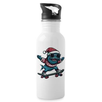 Piranha Fische Weihnachten Lustig - Trinkflasche mit integriertem Trinkhalm - Weiß - Rechts